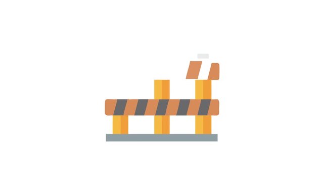 Flat design illustration of road construction barrier on White
