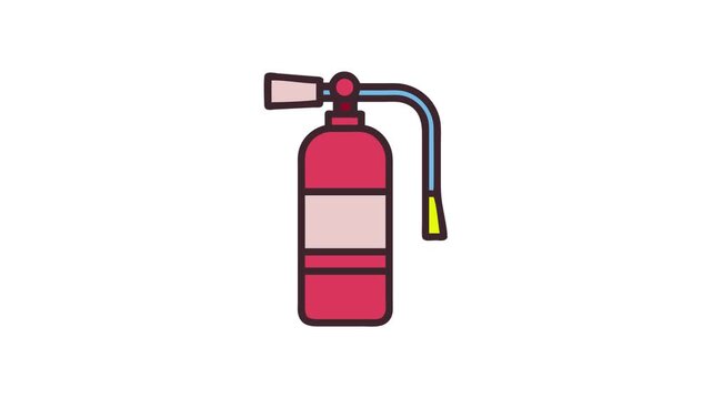 Simple Red and Beige Fire Extinguisher on White Background