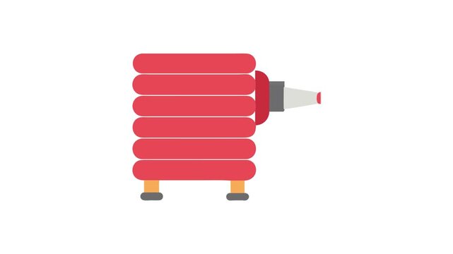 Flat design firehose and nozzle on a White Background