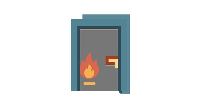 Stylized fire door symbol depicting safety and emergency measures