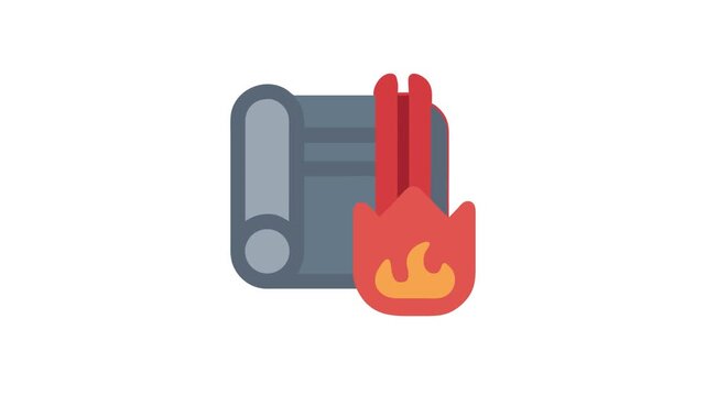 Flat design icon illustration of database and fire symbol