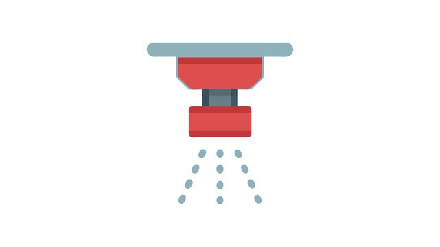 Fire sprinkler discharging water, flat design vector illustration isolated