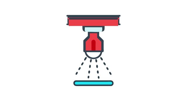 Sprinkler system dispensing liquid graphic in flat design