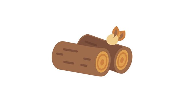 Flat vector illustration featuring wooden logs and sprouting plant