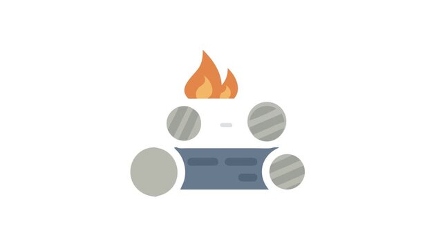 Simple flat illustration of campfire with burning logs