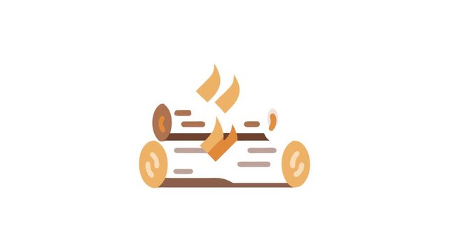 Stylized campfire illustration with logs and flames on White