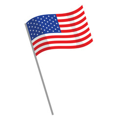 Obraz premium Tilted Waving USA Flag on Pole Isolated on Transparent Background