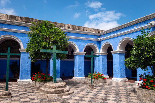 Peaceful Courtyard at Santa Catalina Monastery, Arequipa, Peru