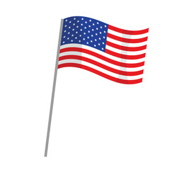 Obraz premium Waving USA Flag on Pole Isolated on Transparent Background