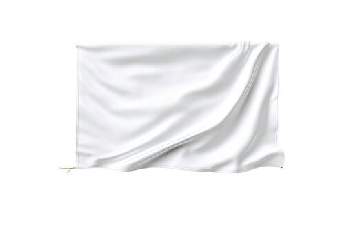White cloth draped over a rectangular frame, slight movement, set against a black backdrop
