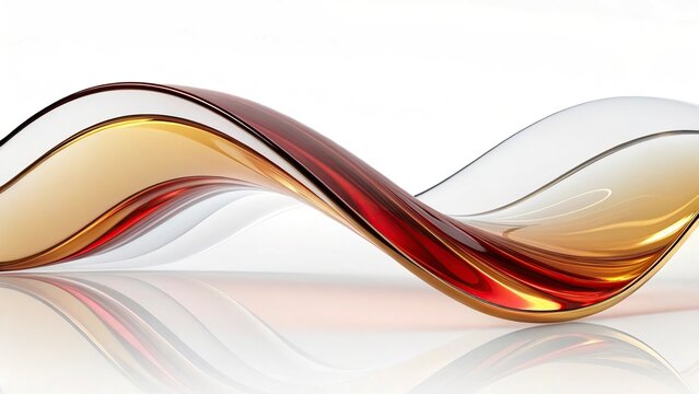Abstract glass wave, transparent brown orange shapes, modern design element, fluid curves
