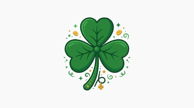 A vibrant illustration of a shamrock with a three-leaf clover, and golden accents, perfectly captures the festive spirit. 