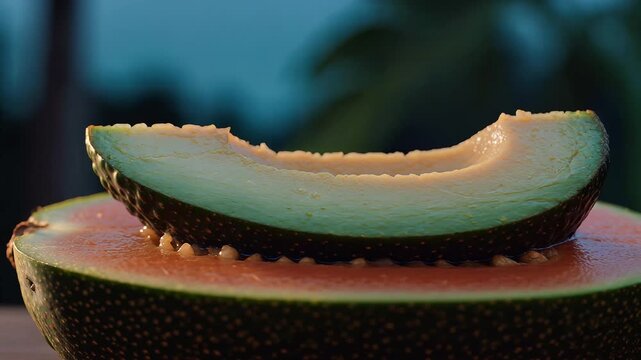 Sliced Melon Close Up Video Scene.