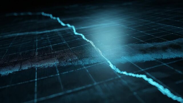 Economic Downturn Visualized: A stark visualization of a plummeting trendline against a grid background, highlighting financial instability and economic decline.