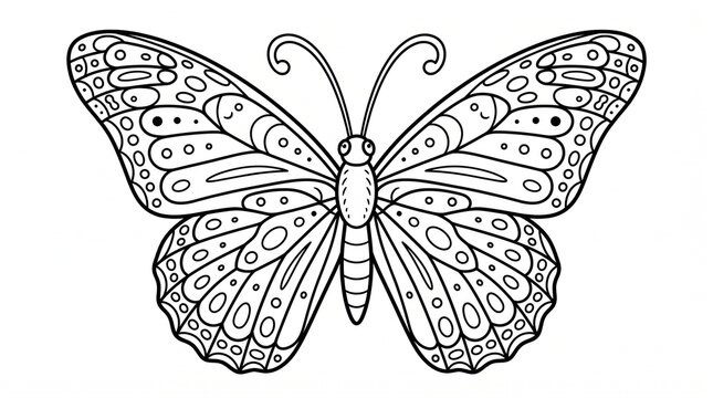 Colorful butterfly illustration with patterns on white background