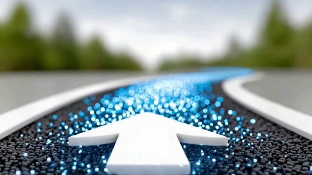 Road to Success: An upward-pointing arrow guides along a road towards a bright future, symbolizing direction, progress, and ambition.