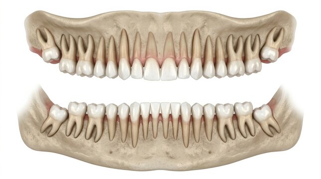 Detailed Jaw Overview Demonstrating High Fidelity in Dental Structure and Alignment With Clear Tooth Arrangement