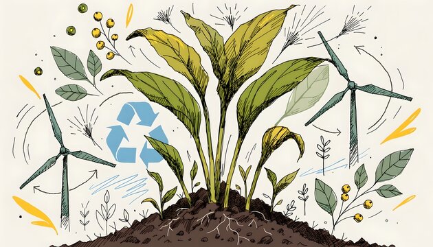 RenewableEnergyPlantIllustrationHighResolutionPhoto