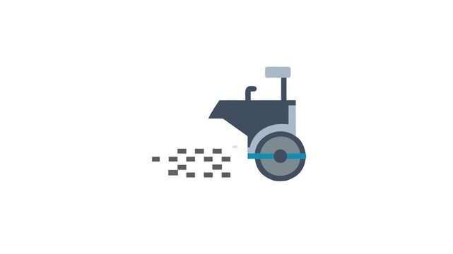 Flat design road roller icon on White Background graphic
