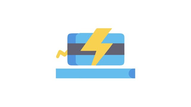 Stylized dynamite with fuse and lightning bolt flat illustration