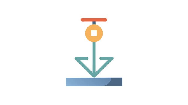 Minimalist downward arrow design against White Background for concepts