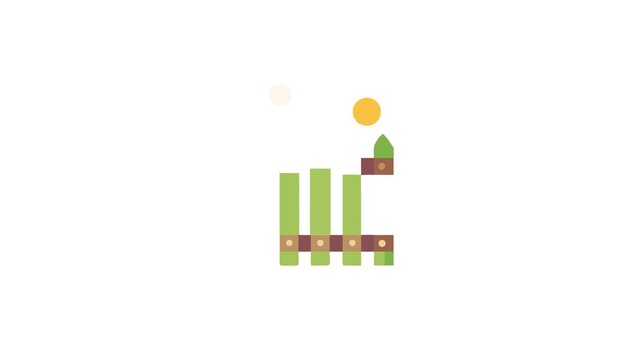 Cartoon green fence with two moons on White Background