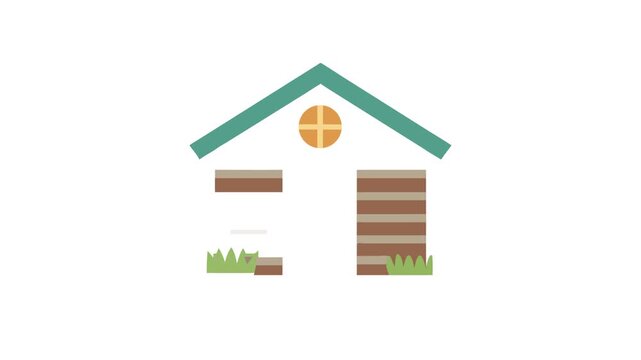 Simple vector log cabin illustration with round window detail