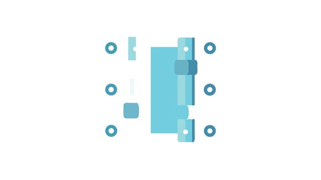 Blue Hinge Flat Design on White Background Isolated Illustration