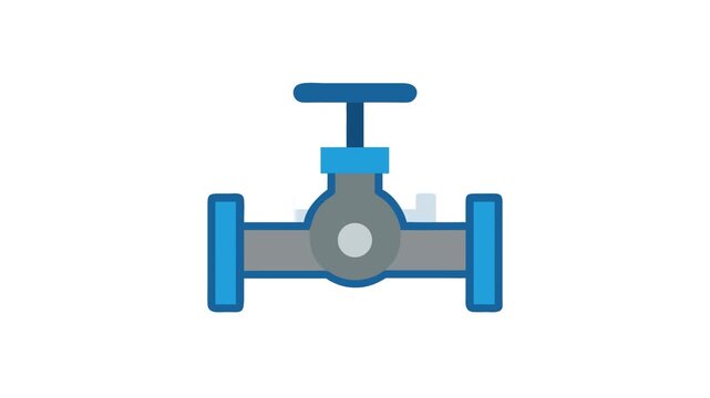 Blue and gray industrial water valve illustration on White Background