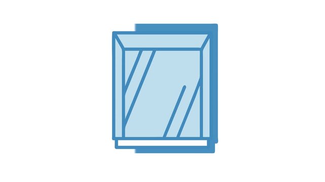 Flat design window icon in blue tones on White