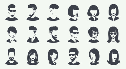 Fototapeta premium Diverse collection of anonymous male and female avatar icons.
