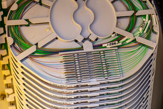 telecommunication box with optical fiber cables for communication of internet
