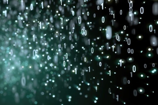 Glowing binary code on a futuristic digital background