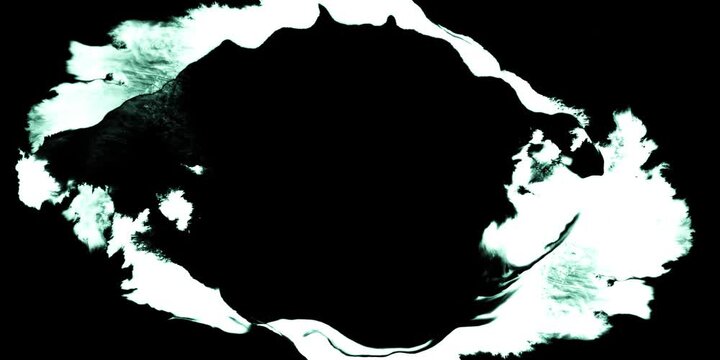 Swirling smoke or ink fluid transition effect. Steam, dust explosion. Black on white background
