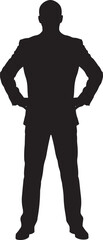 Fototapeta premium Silhouette of a businessman standing with hands on hips