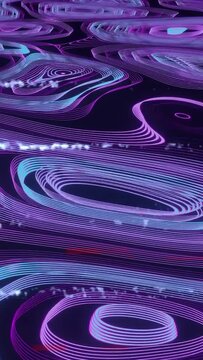 Vertical video: White streak sweeping center starting neon lines pulsing morphing creating ripple