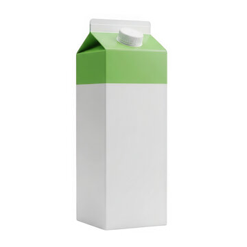 A carton of milk with a green and white cap isolated on transparent background