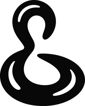 Black abstract ampersand symbol with fluid curves blob blobby