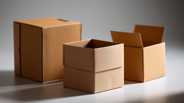 Packaging concept development with carton box prototypes and technical structural design layouts for a creative branding project. Packaging prototype, carton box design,