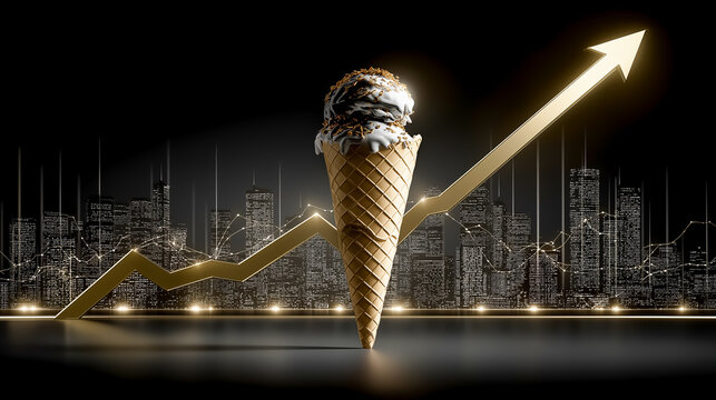 飛躍的な成長と成功へのステップ：アイスクリームの矢印