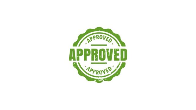approved stamp green seal business validation animation, approved badge certification stamp motion graphic, approval seal icon business verification
