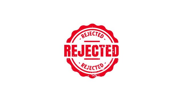 rejected stamp red seal denial business animation, rejected badge disapproved sign motion graphic, rejection stamp symbol red overlay