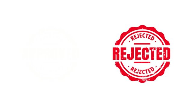 approved and rejected stamps comparison decision symbols, yes no approval rejection business icons animation, validation and denial stamp motion graphic