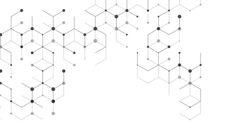 Obraz premium Abstract grey molecular structure network background. This futuristic hexagonal dot and line pattern offers ample blank space for digital concepts.