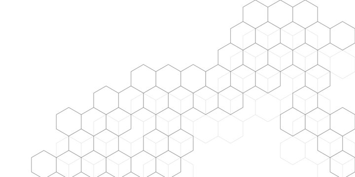 Abstract geometric grey honeycomb pattern background. This modern hexagonal mesh structure creates an elegant minimal template for web design.