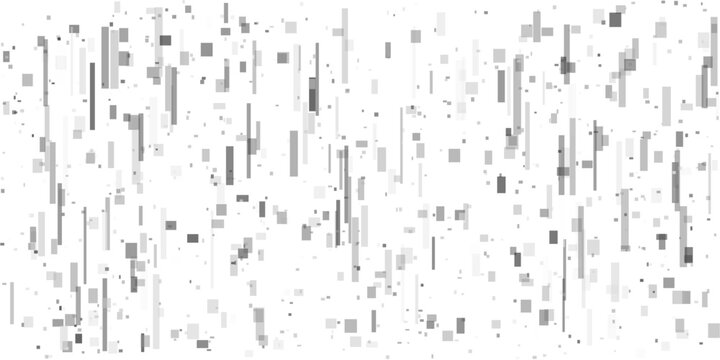 Grayscale macro-block fragmentation background. Monochrome geometric data flow and digital glitch patterns on white for clean, modern technology designs.
