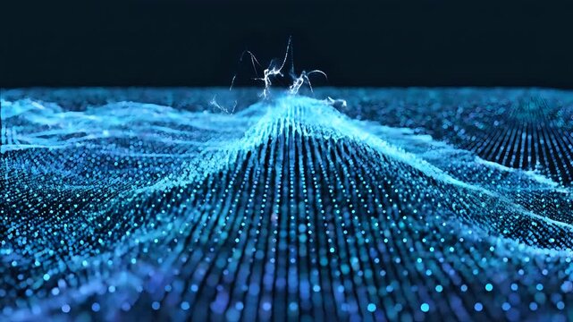 Abstract Blue Digital Waveform Data Flow Animation.