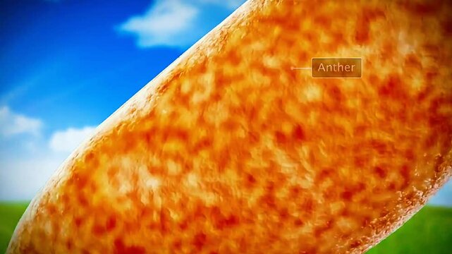 3D animation showing pre fertilisation events and pollen tube formation in flowering plants.