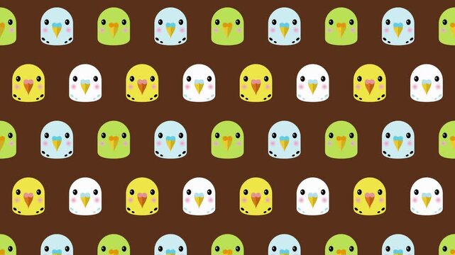 かわいいインコ顔のパターンループアニメーション背景