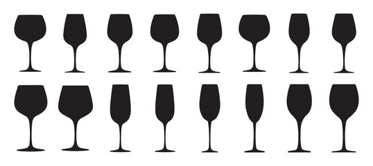 Tall wine and champagne glass silhouette icon for celebration. vector illustration eps 10. © MD.JOYNUL